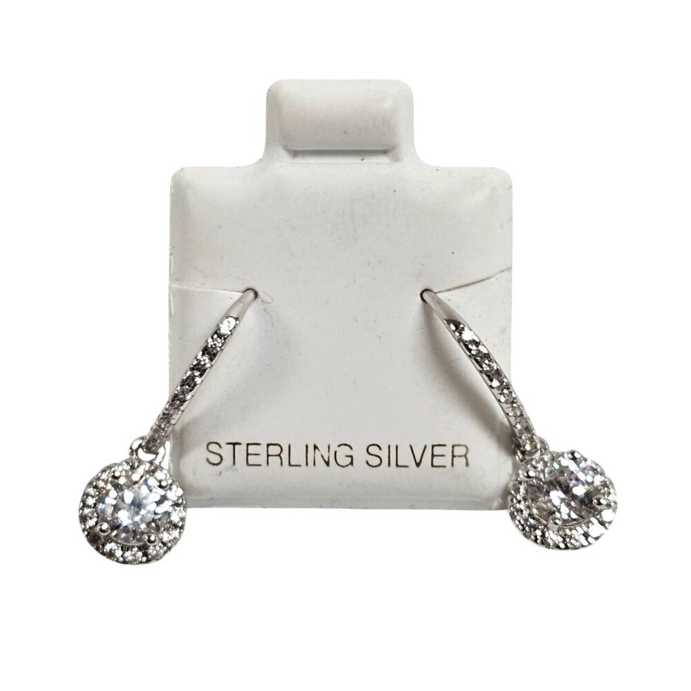 Ladies .925 Silver Drop Hoop ZC Earrings